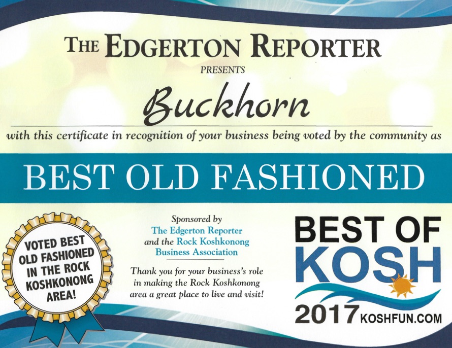Buckhorn Supper Club Best Old Fashioned Award